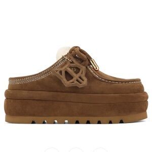 Naked Wolfe Brown Suede Platform Mules